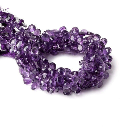 7x5 Amethyst faceted pear beads 8 inch 64 pieces
