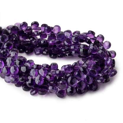 7x5mm Amethyst Faceted Pear Beads 8 inch 64 pieces