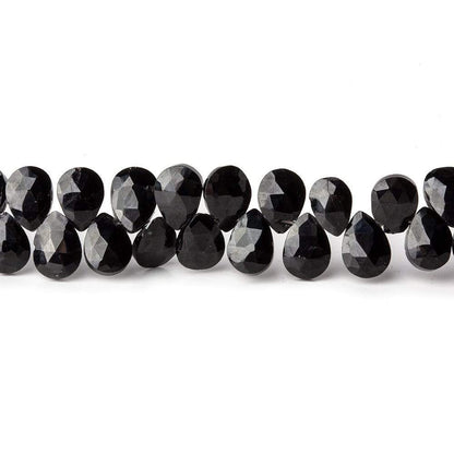 7x5mm Black Spinel faceted pears 8 inch 60 beads