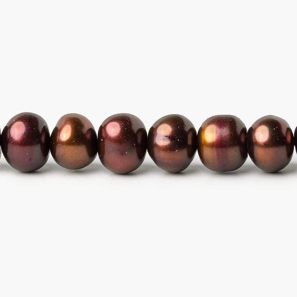 7x5mm Cumin Brown Off Round Freshwater Pearl 16 Inch 97 pieces