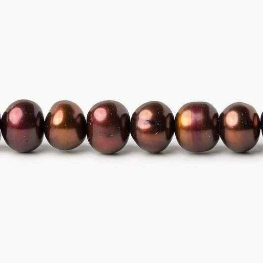 7x5mm Cumin Brown Off Round Freshwater Pearl 16 Inch 97 pieces