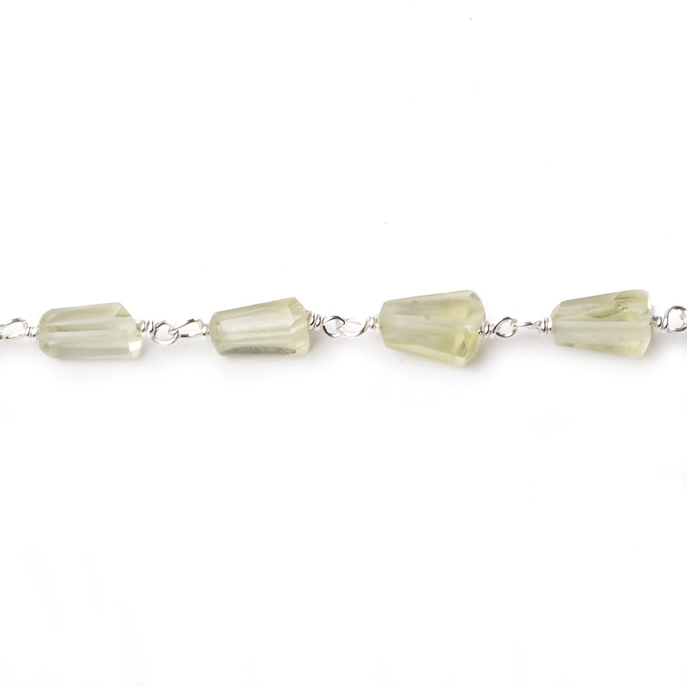 7x5mm Lemon Quartz faceted nugget .925 Silver Chain by the foot 22 pieces