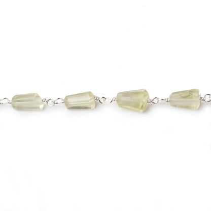 7x5mm Lemon Quartz faceted nugget .925 Silver Chain by the foot 22 pieces