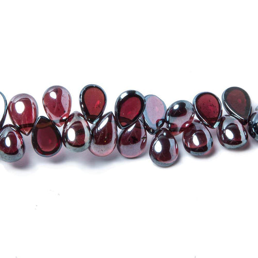7x5mm Metallic Garnet plain pear cabochon beads 8 inch 73 pieces