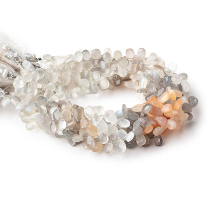 7x5mm Multi Color Moonstone Faceted Pear Beads 8 inch 68 pieces