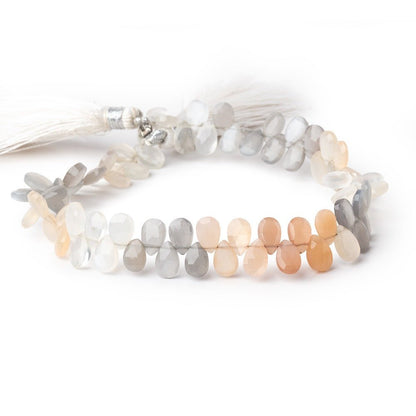 7x5mm Multi Color Moonstone Faceted Pear Beads 8 inch 68 pieces