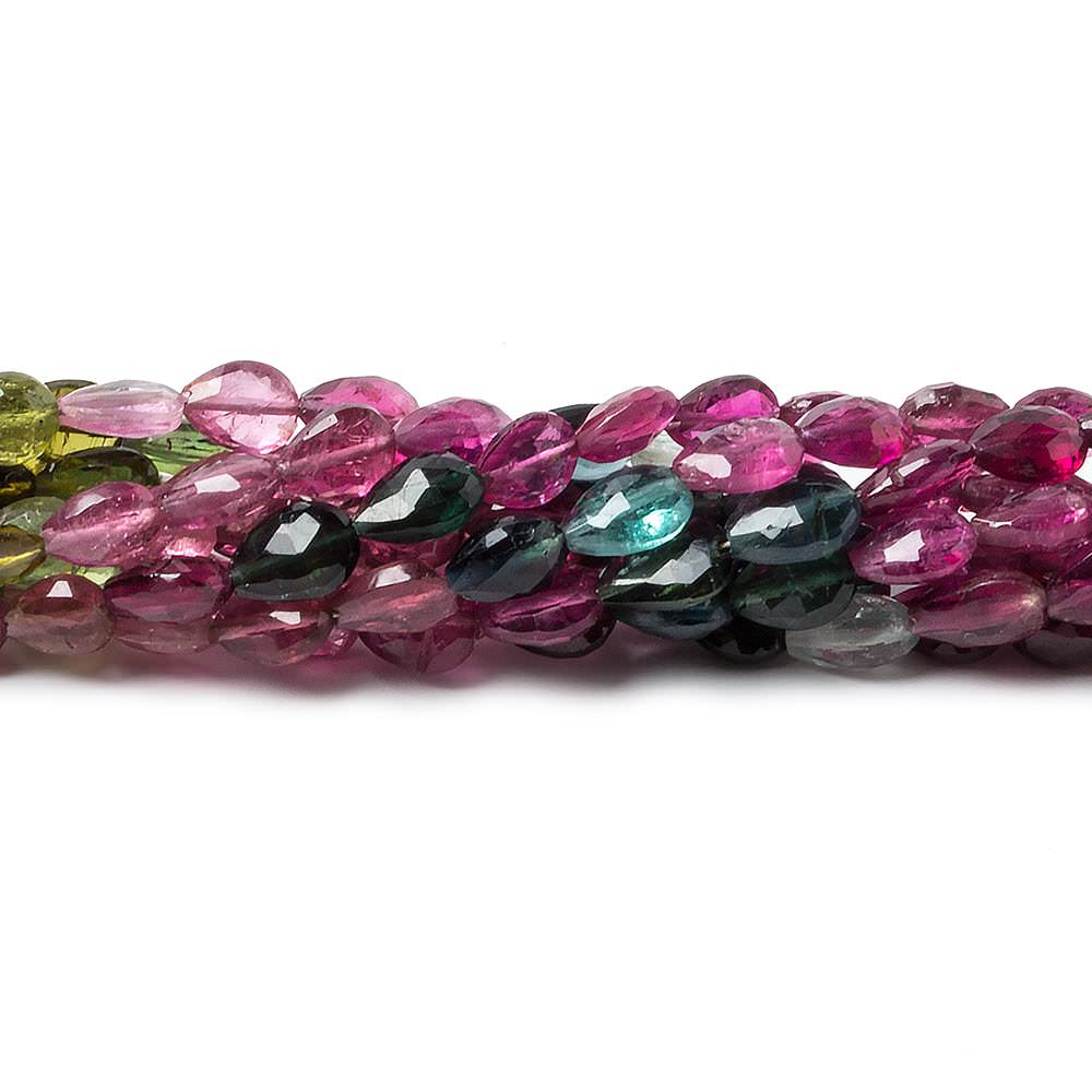 7x5mm Multi Color Tourmaline Straight Drill Pears 61 beads 16 inch AA