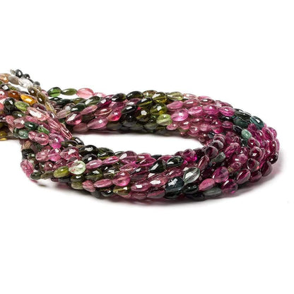 7x5mm Multi Color Tourmaline Straight Drill Pears 61 beads 16 inch AA