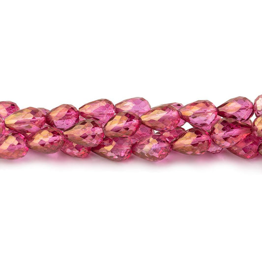 7x5mm Mystic Pink Topaz straight drilled faceted tear drops 9 inch 30 beads AA