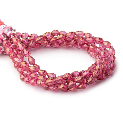 7x5mm Mystic Pink Topaz straight drilled faceted tear drops 9 inch 30 beads AA