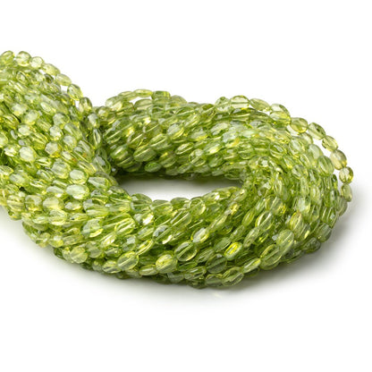 7x5mm Peridot Straight Drilled Faceted Oval Beads 13 inch 50 pieces AA