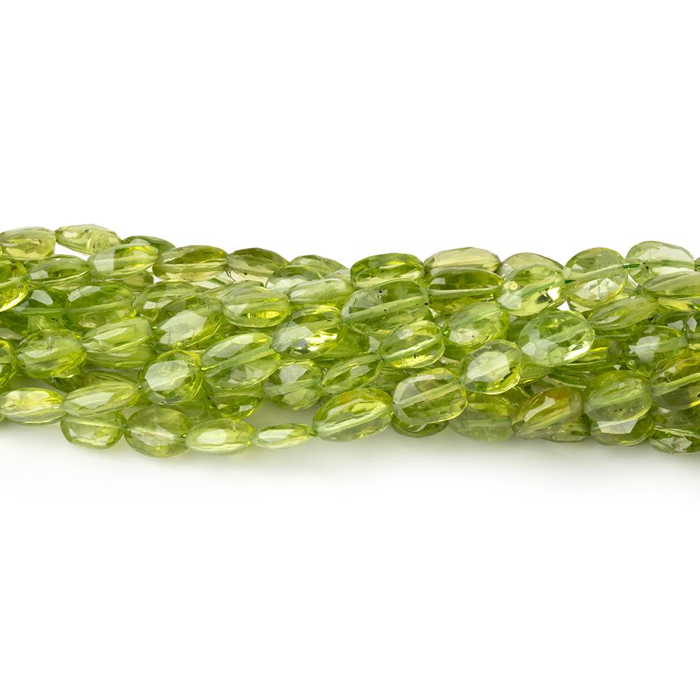 7x5mm Peridot Straight Drilled Faceted Oval Beads 13 inch 50 pieces AA