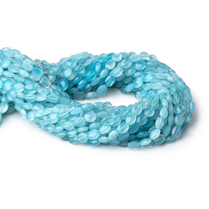 7x5mm Santorini Blue Chalcedony faceted oval beads 13.5 inch 46 pieces