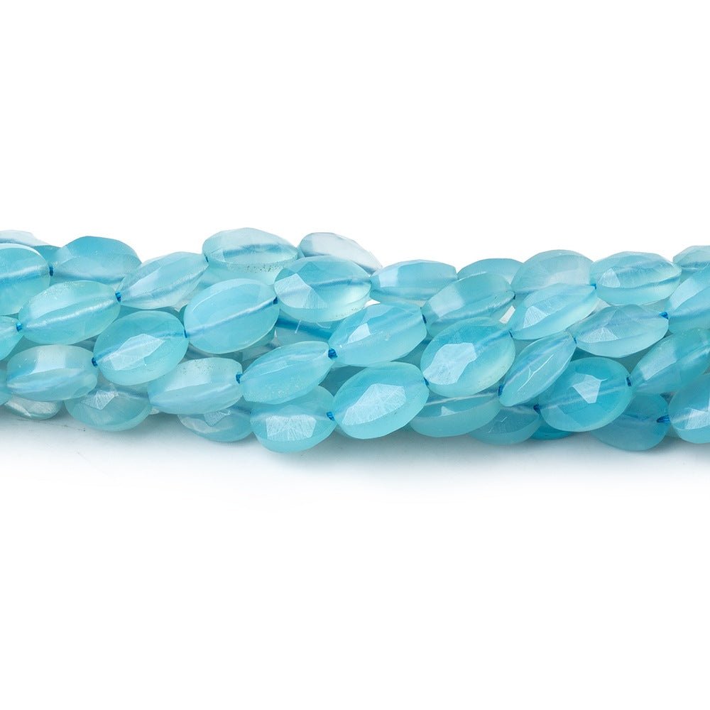 7x5mm Santorini Blue Chalcedony faceted oval beads 13.5 inch 46 pieces