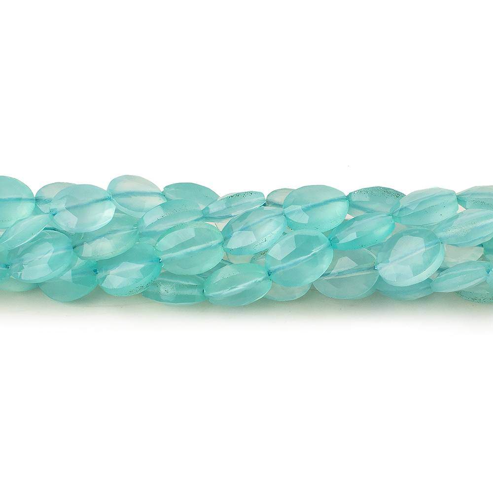 7x5mm Seafoam Blue Chalcedony straight drilled faceted ovals 13.5 inch 46 beads
