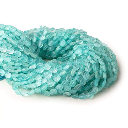 7x5mm Seafoam Blue Chalcedony straight drilled faceted ovals 13.5 inch 46 beads