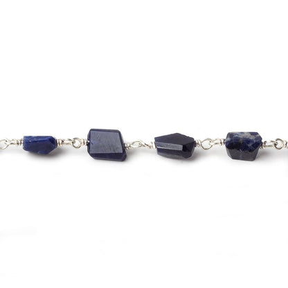 7x5mm Sodalite faceted nugget .925 Silver Chain by the foot 22 pieces