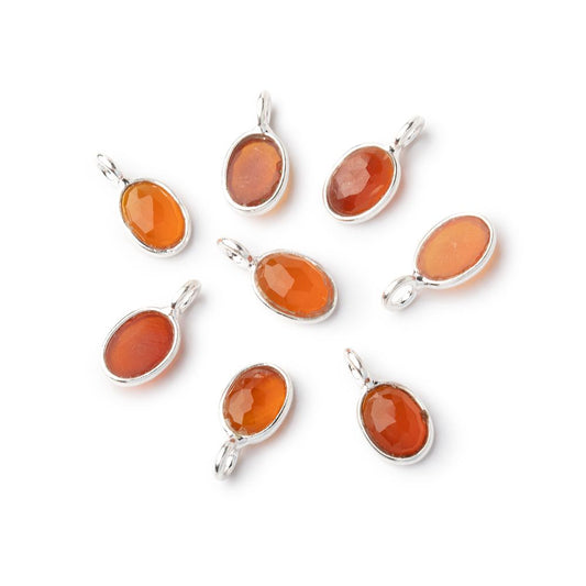 7x5mm Sterling Silver Bezel Carnelian Rose Cut Oval Pendant 1 piece