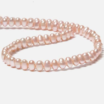 7x5mm Sunset Peach Double Drilled Oval Freshwater Pearls 15.5 inch 76 pieces