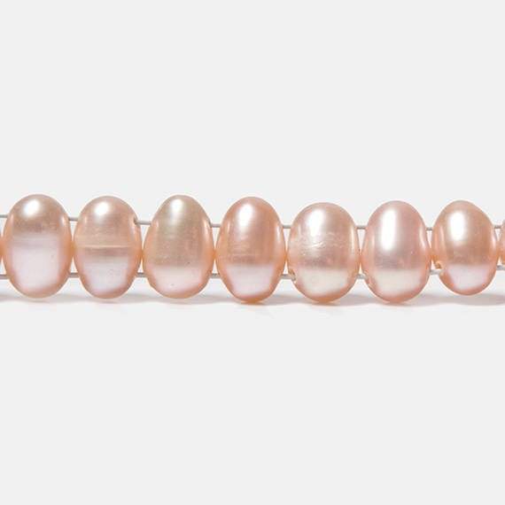 7x5mm Sunset Peach Double Drilled Oval Freshwater Pearls 15.5 inch 76 pieces