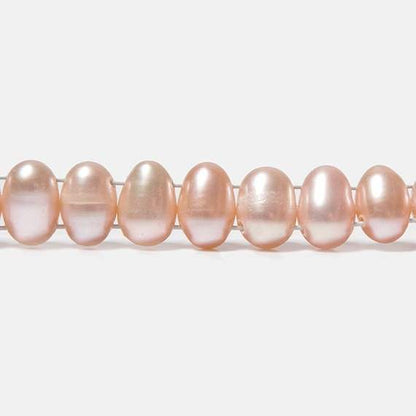 7x5mm Sunset Peach Double Drilled Oval Freshwater Pearls 15.5 inch 76 pieces