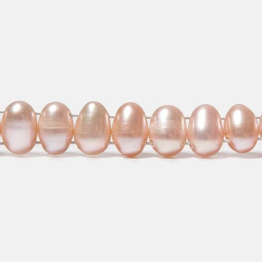 7x5mm Sunset Peach Double Drilled Oval Freshwater Pearls 15.5 inch 76 pieces