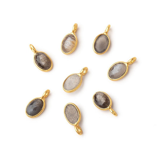 7x5mm Vermeil Bezel Black Sunstone Rose Cut Oval Pendant 1 piece