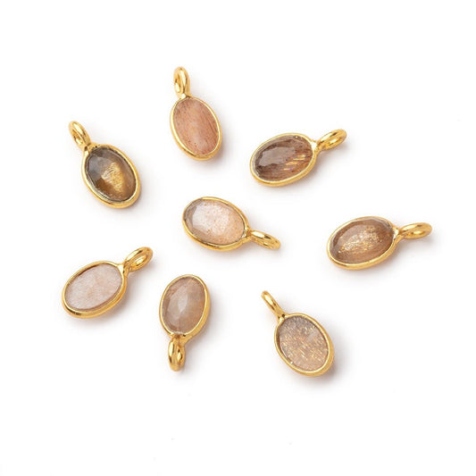 7x5mm Vermeil Bezel Chocolate Moonstone Rose Cut Oval Pendant 1 piece