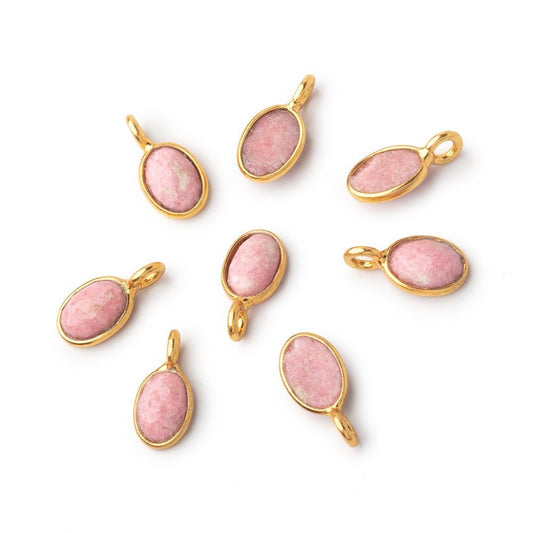 7x5mm Vermeil Bezel Thulite Rose Cut Oval Pendant 1 piece