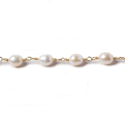 7x5mm White Oval Pearl Vermeil Chain by the foot 22 pcs