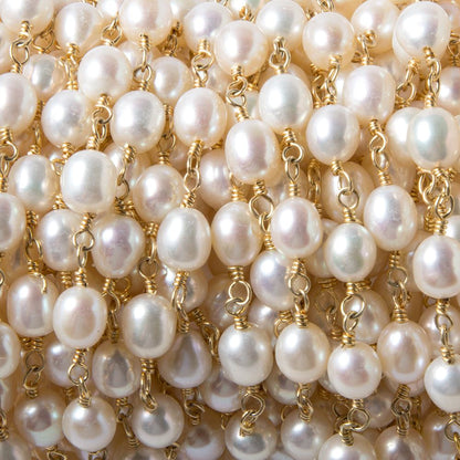 7x5mm White Oval Pearl Vermeil Chain by the foot 22 pcs