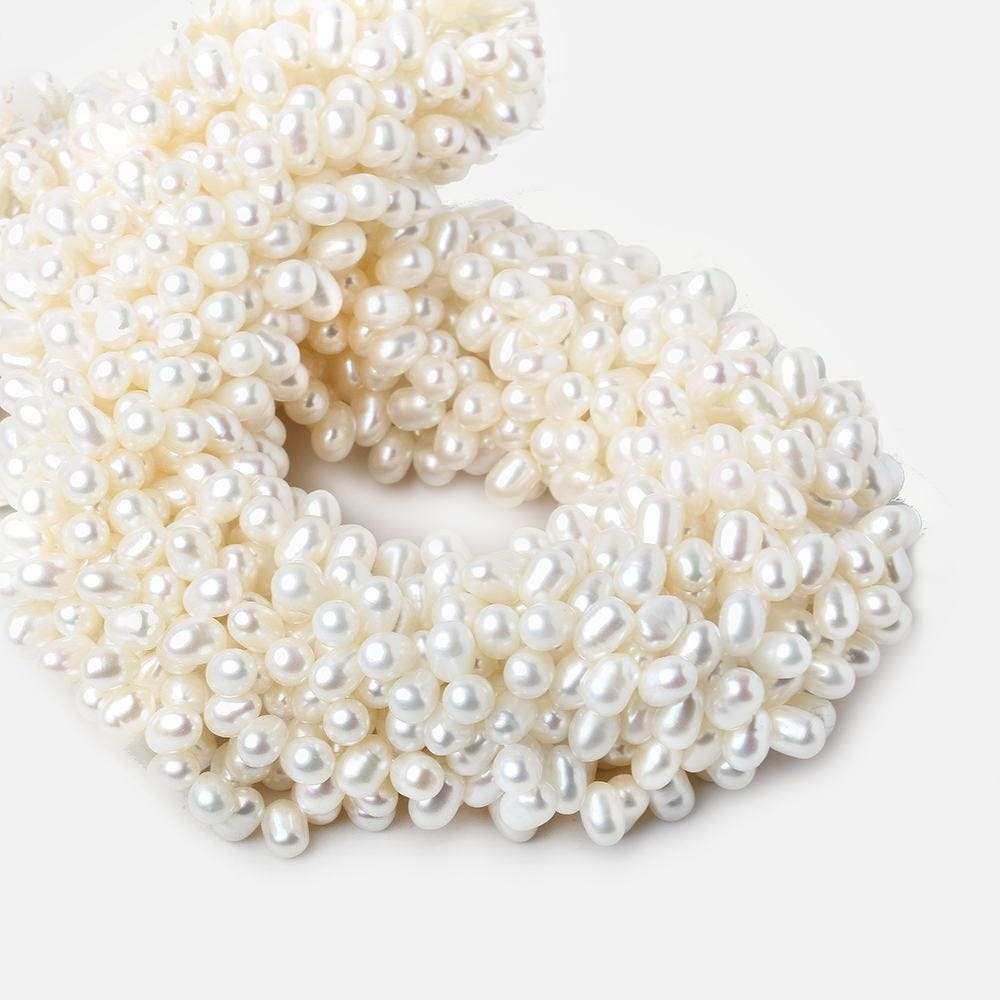 7x5mm White Top Drilled Oval Freshwater Pearls 15.5 inch 90 pieces