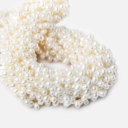 7x5mm White Top Drilled Oval Freshwater Pearls 15.5 inch 90 pieces