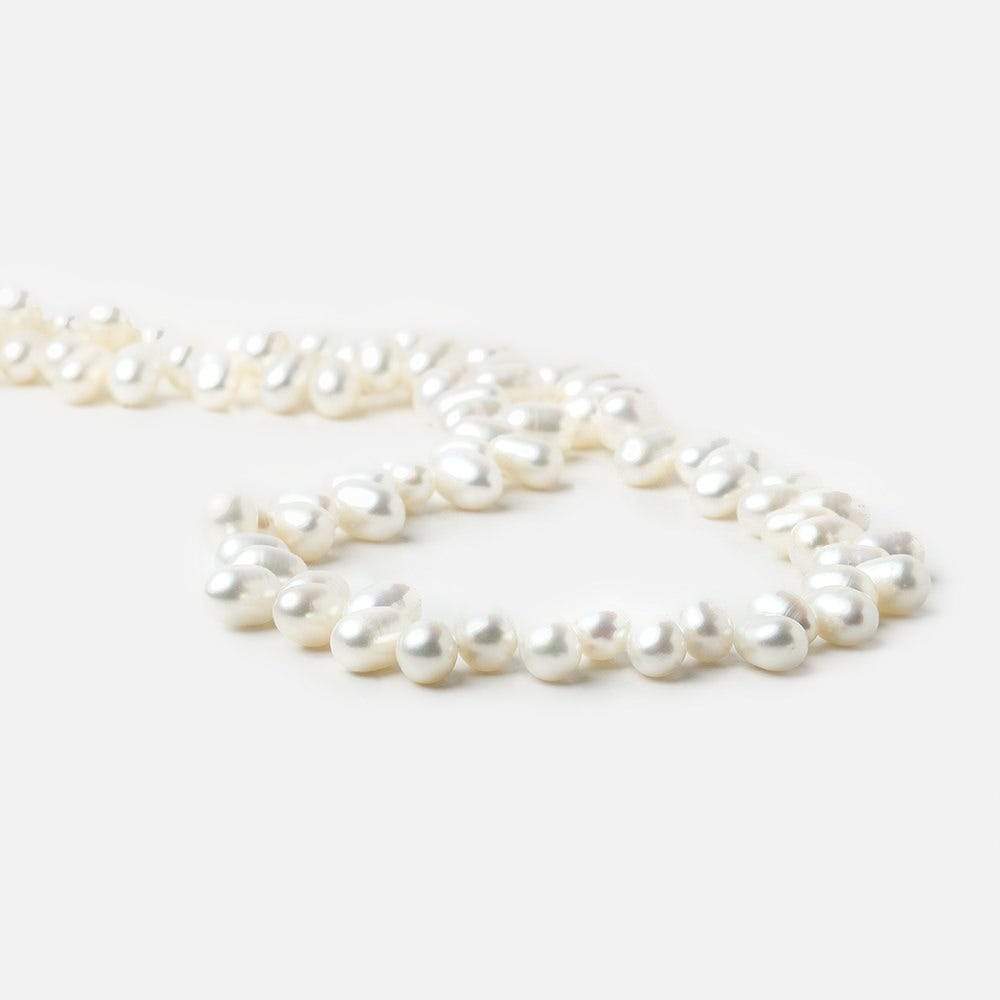 7x5mm White Top Drilled Oval Freshwater Pearls 15.5 inch 90 pieces
