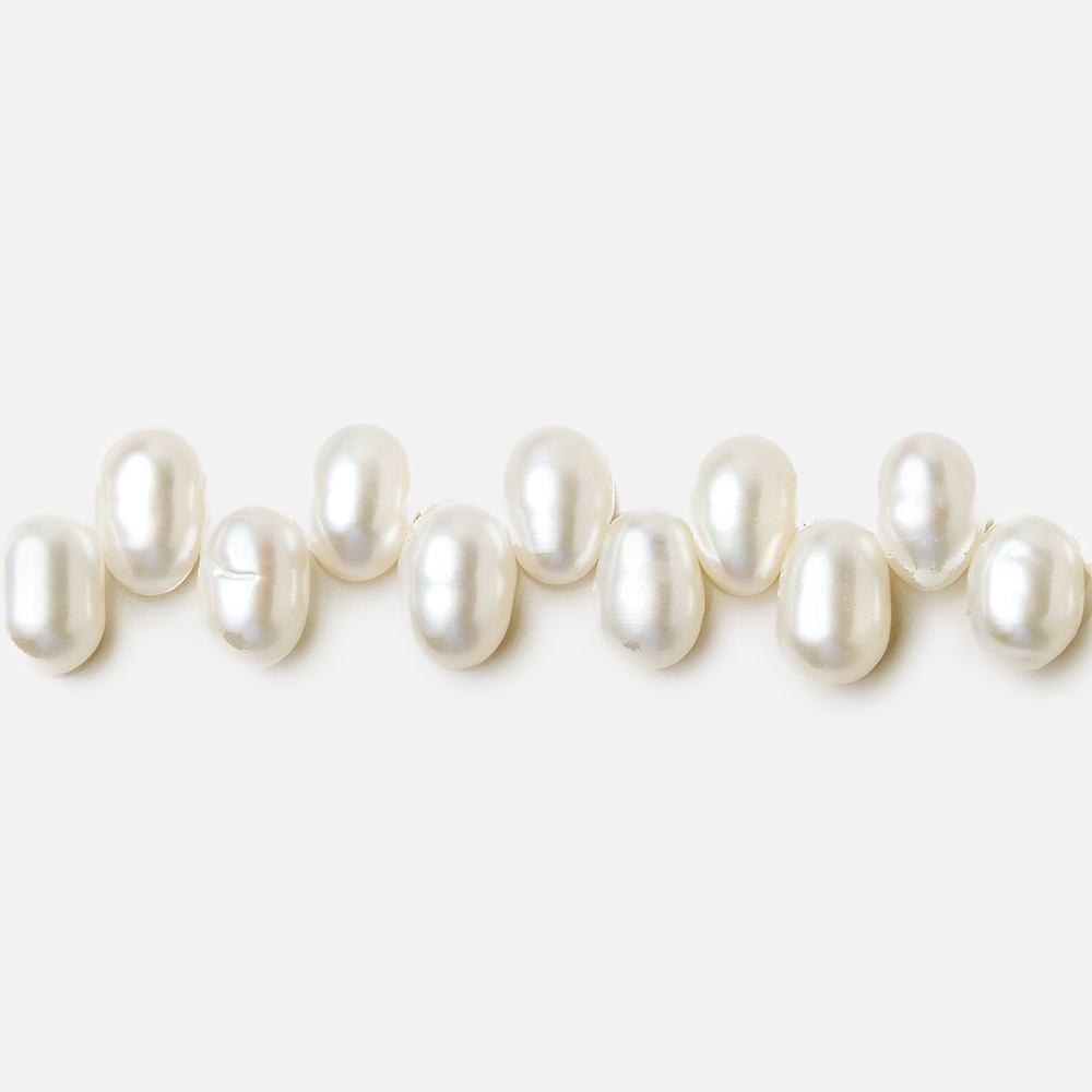 7x5mm White Top Drilled Oval Freshwater Pearls 15.5 inch 90 pieces