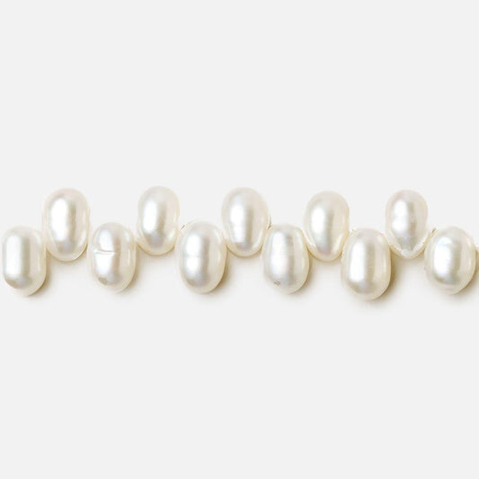 7x5mm White Top Drilled Oval Freshwater Pearls 15.5 inch 90 pieces
