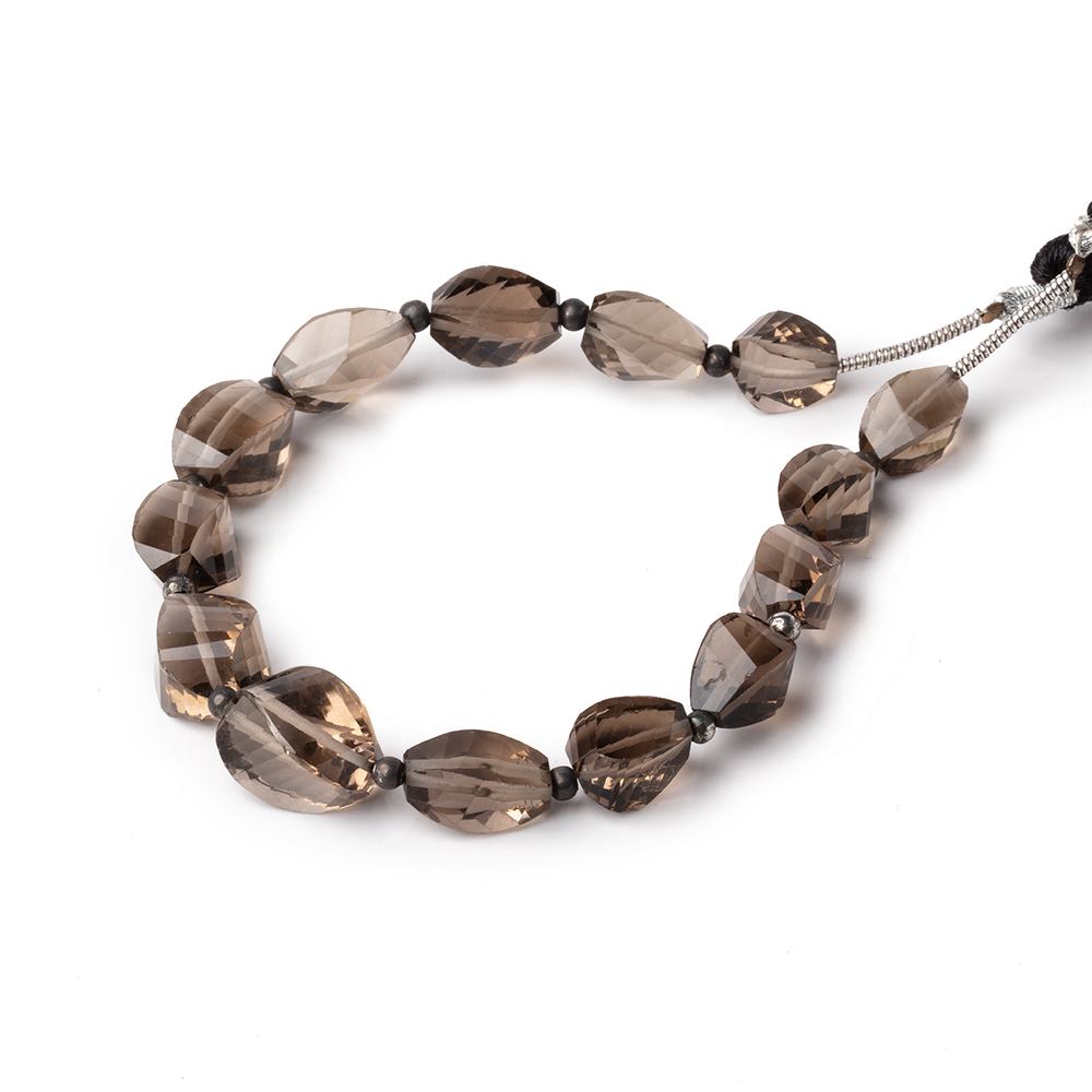 7x6-11x7mm Smoky Quartz Faceted Twist Beads 6.25 inch 14 pieces