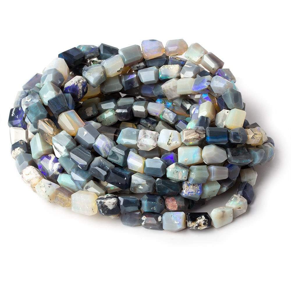 7x6-11x9mm Multi Color Australian Opal faceted nuggets 18 inch 50 beads AA