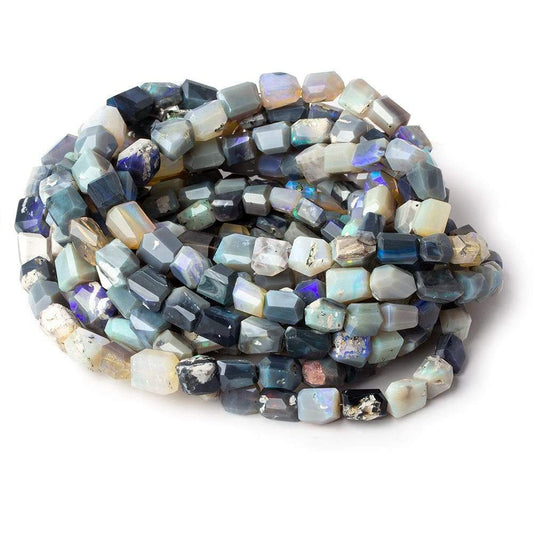 7x6-11x9mm Multi Color Australian Opal faceted nuggets 18 inch 50 beads AA