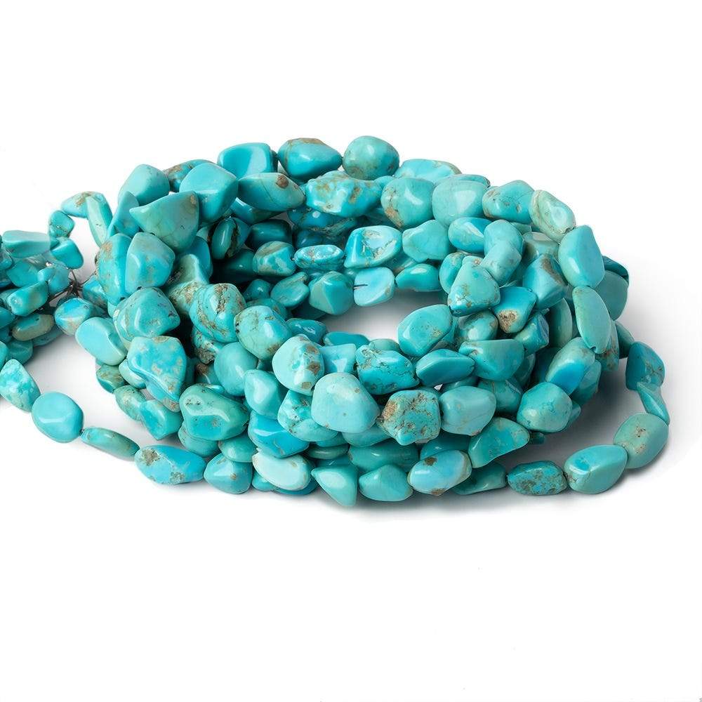 7x6-13x10mm Turquoise tumbled plain nugget beads 17.75 inches 43 pieces