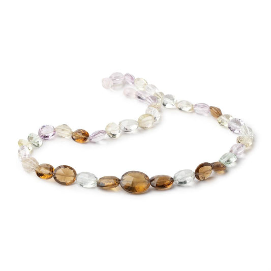 7x6-13x11mm Multi Gem Concave Faceted Oval 14 inch 40 Beads AAA