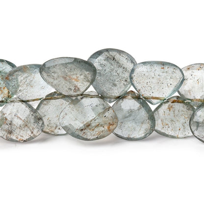 7x6-13x13mm Moss Aquamarine Faceted Heart & Fan Beads 8 inch 50 pieces AA