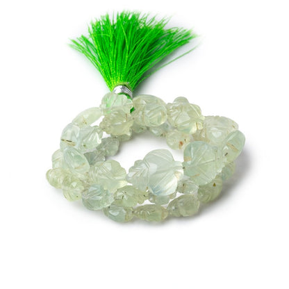 7x6-14x12mm Prehnite Carved Leaf Beads 13 inch 39 pieces