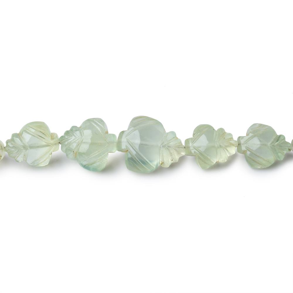 7x6-14x12mm Prehnite Carved Leaf Beads 13 inch 39 pieces