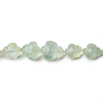 7x6-14x12mm Prehnite Carved Leaf Beads 13 inch 39 pieces