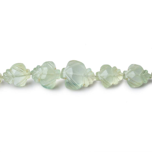 7x6-14x12mm Prehnite Carved Leaf Beads 13 inch 39 pieces
