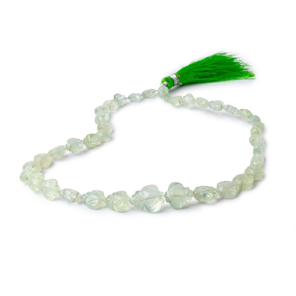7x6-14x12mm Prehnite Carved Leaf Beads 13 inch 39 pieces