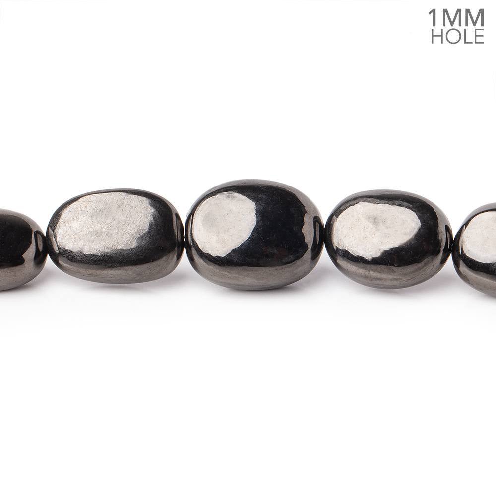 7x6-15x11mm Shungite Plain Oval Beads 18 inch 40 pieces 1mm Hole
