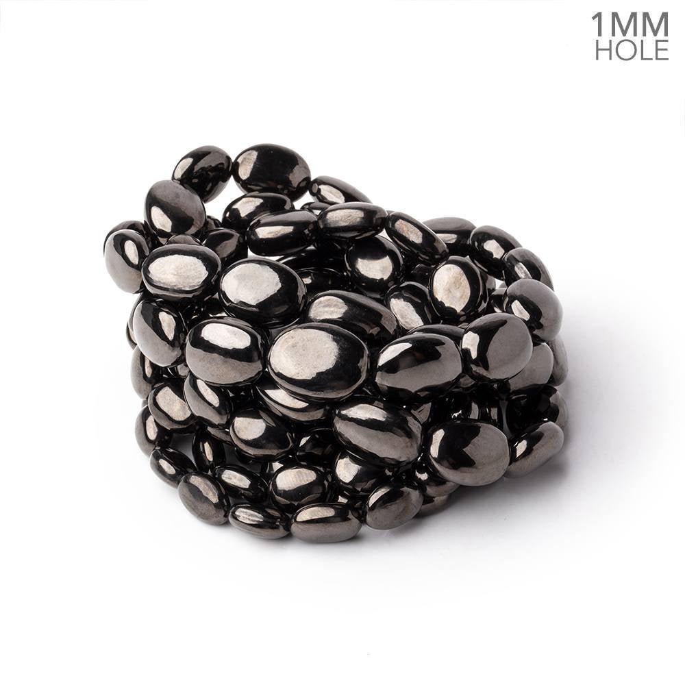 7x6-15x11mm Shungite Plain Oval Beads 18 inch 40 pieces 1mm Hole