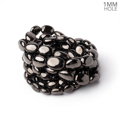 7x6-15x11mm Shungite Plain Oval Beads 18 inch 40 pieces 1mm Hole